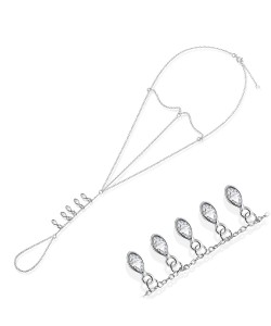 Crystal CZ Tear Drop Shaped Silver Anklet ANK-204